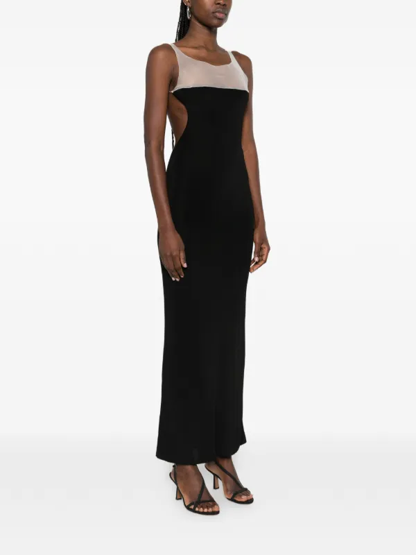 aya muse black dress Aya Muse semi-sheer Maxi Dress | Black