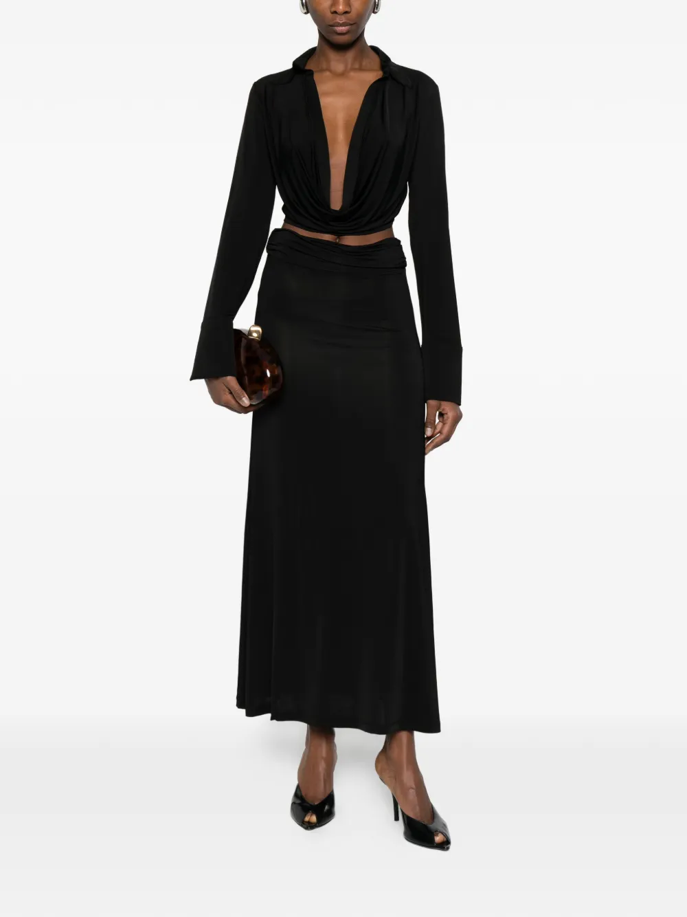 Aya Muse Feyra ruched skirt - Zwart