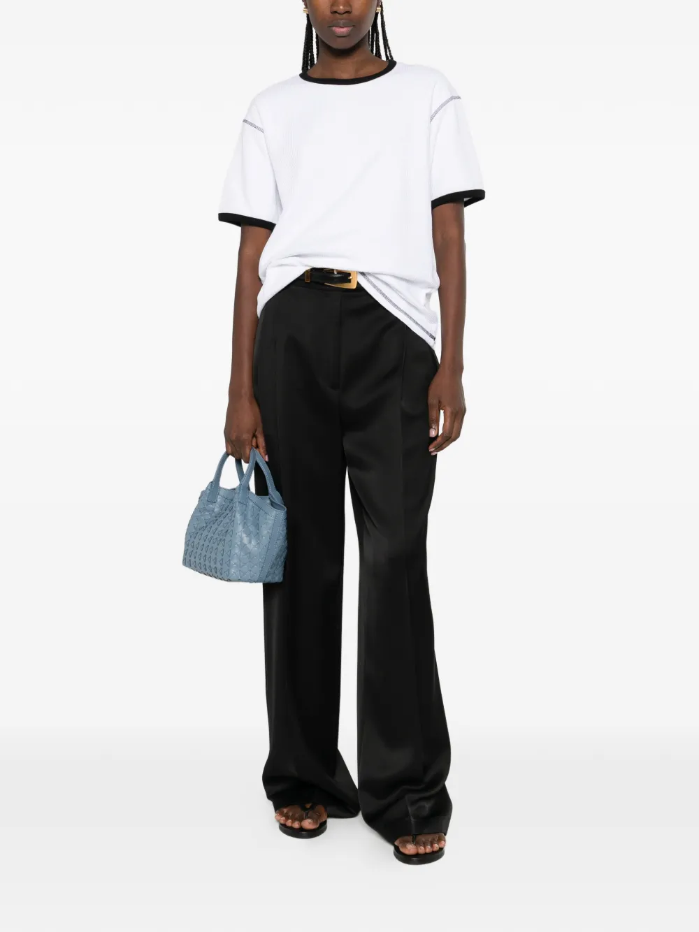  Aya Muse Waffle Trim T-shirt - White 