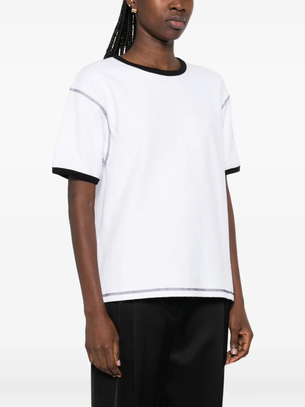  Aya Muse Waffle Trim T-shirt - White 