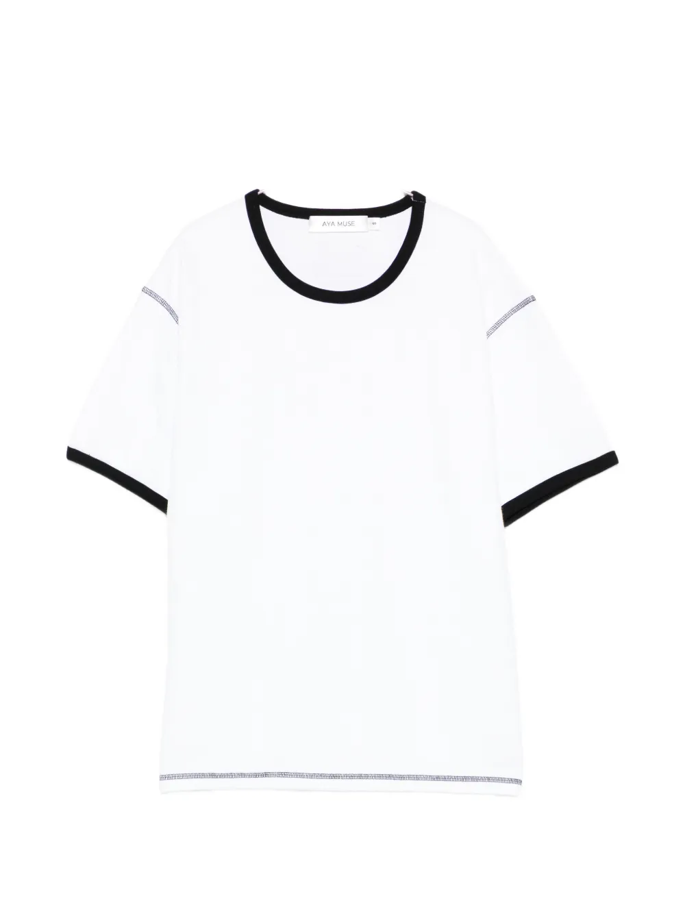 Aya Muse waffle trim T-shirt - Bianco