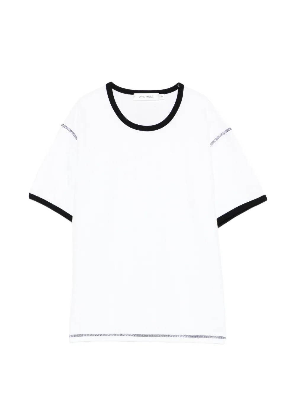 Aya Muse waffle trim T-shirt - Bianco