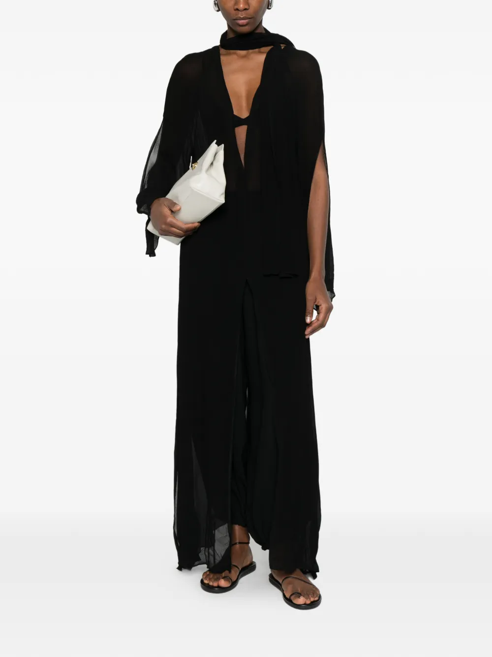 Aya Muse Avira V-neck maxi dress - Zwart