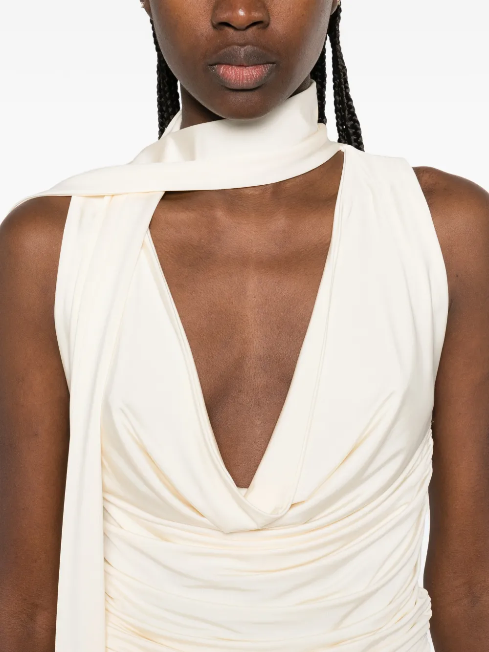 Aya Muse Gedrapeerde top met strik Beige