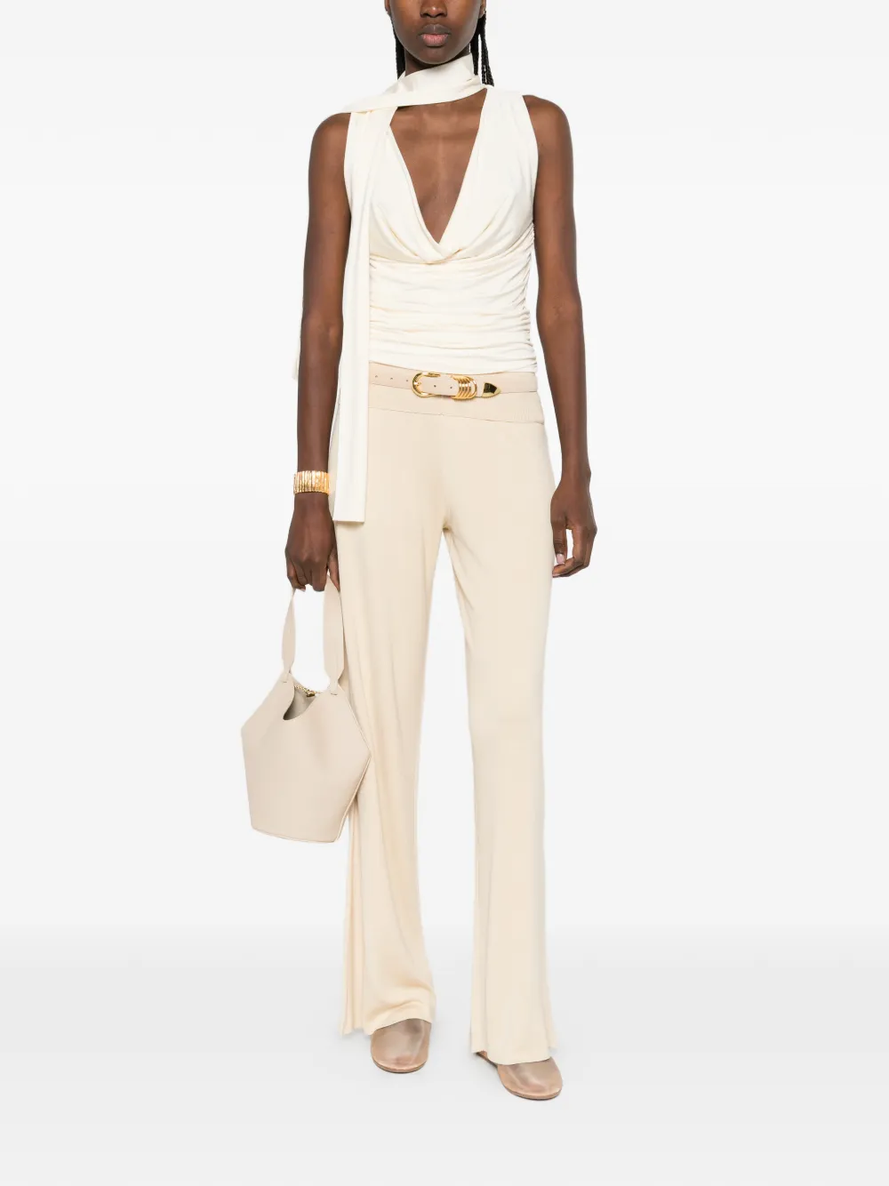 Aya Muse self-tie draped top - Beige