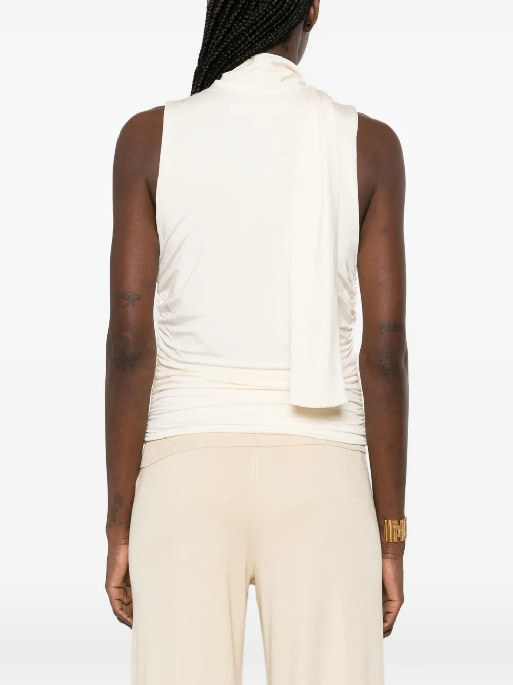 Aya Muse Gedrapeerde top met strik Beige