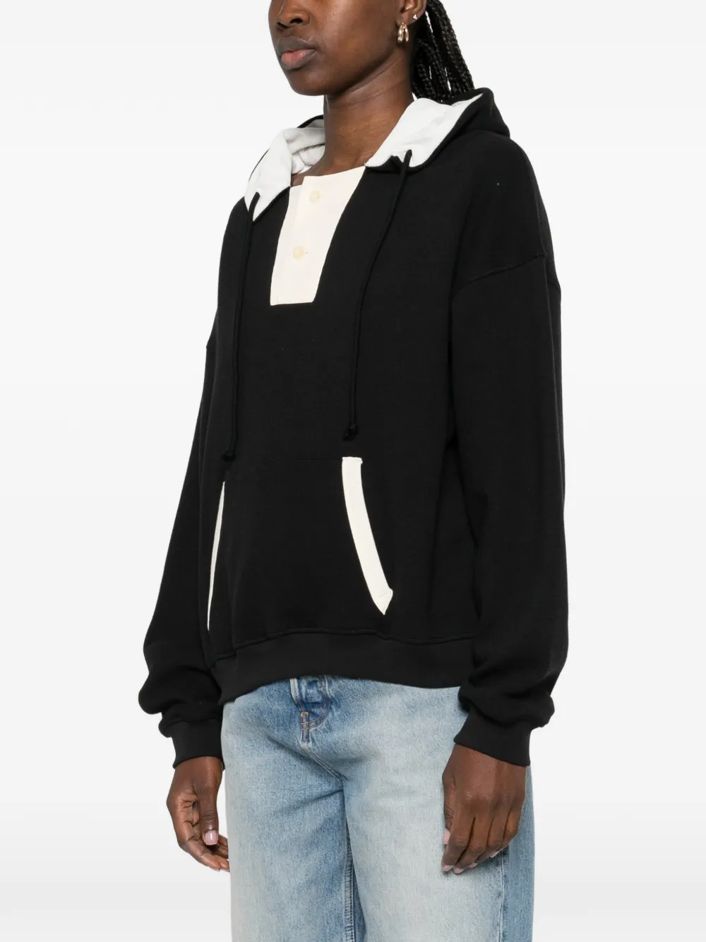 Button-Fastening Hoodie