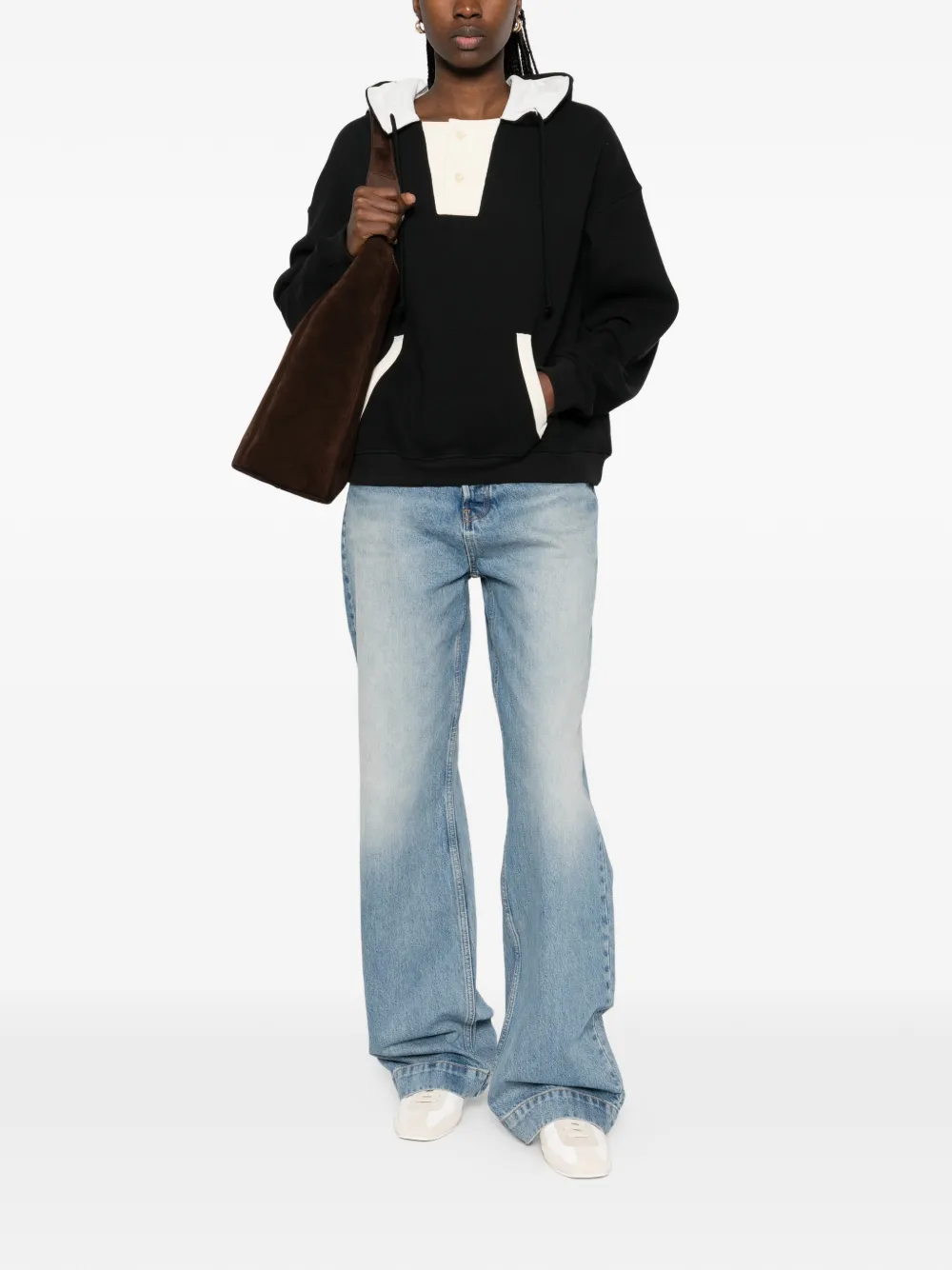 Aya Muse button-fastening hoodie - Zwart