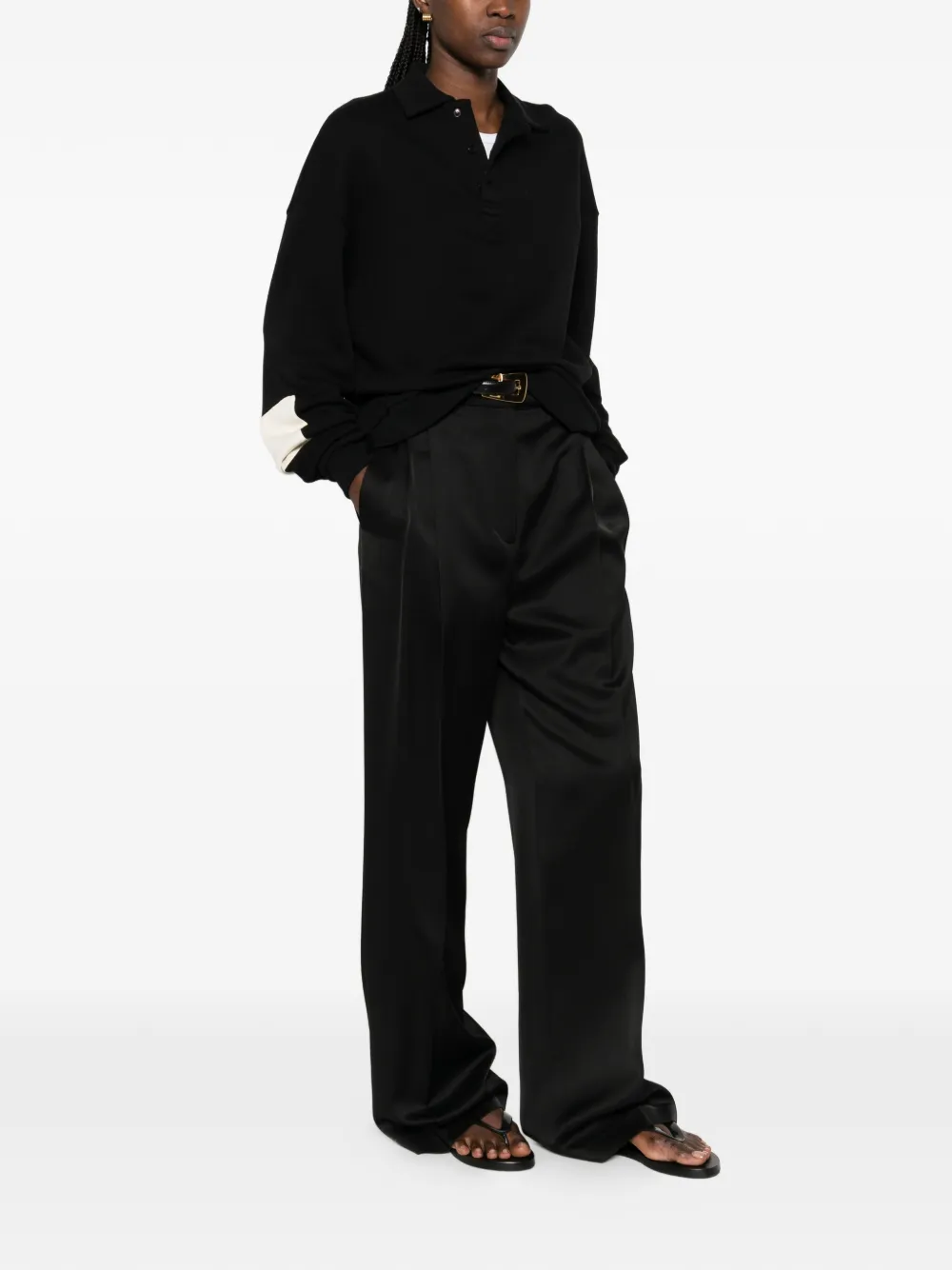 Aya Muse collared patched polo shirt - Zwart