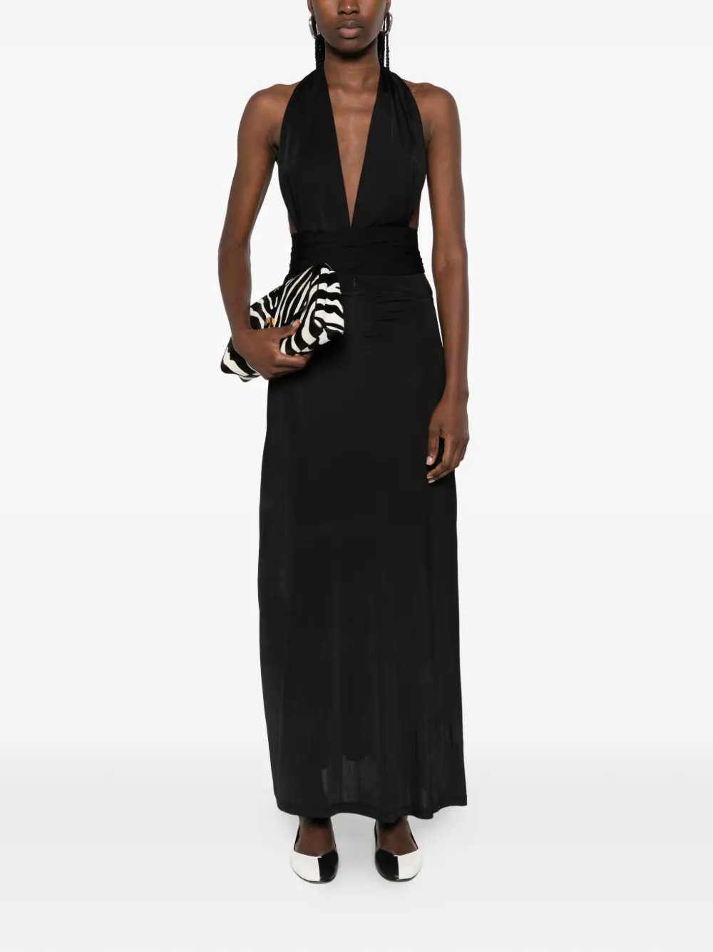 Aya Muse Zirra V-neck midi dress - Zwart