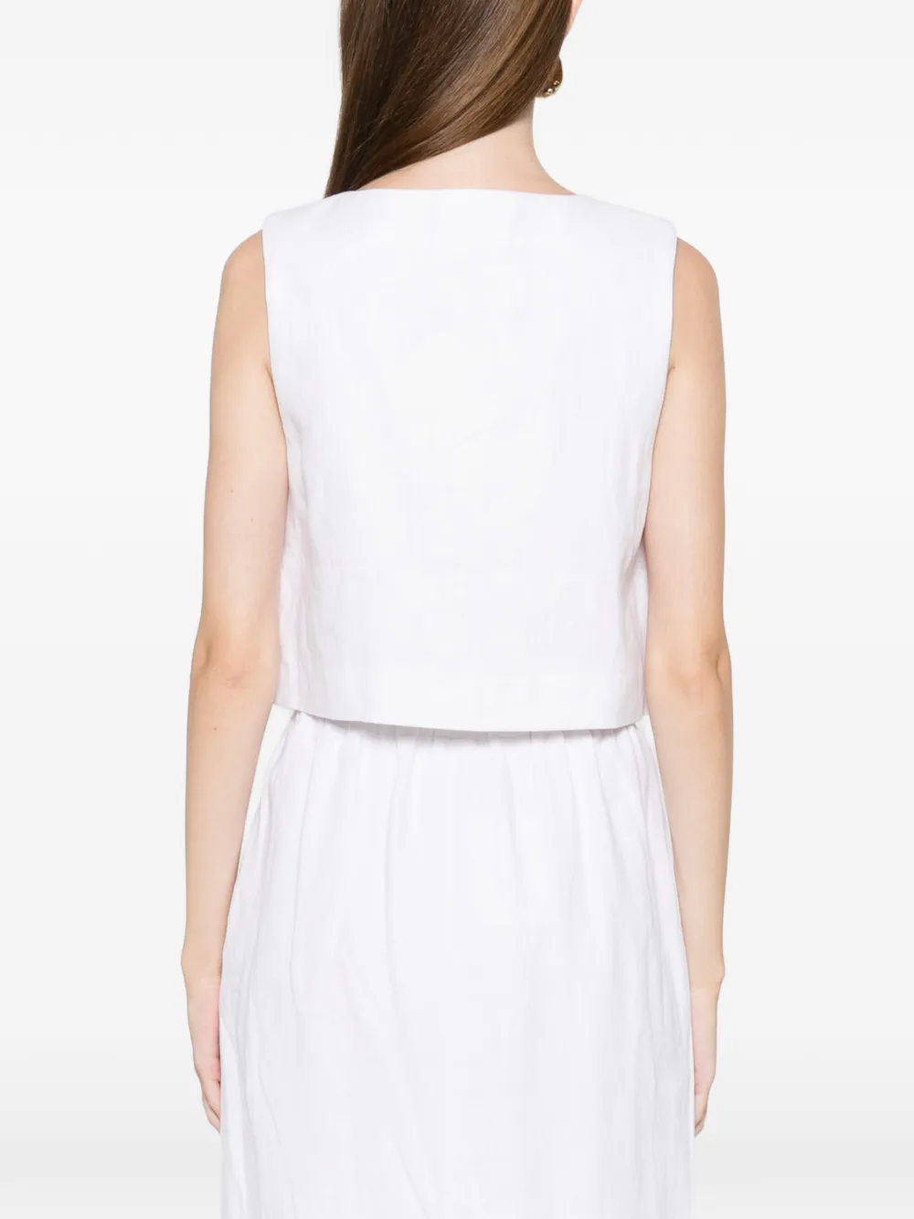 Posse Rio Button Vest Top In White