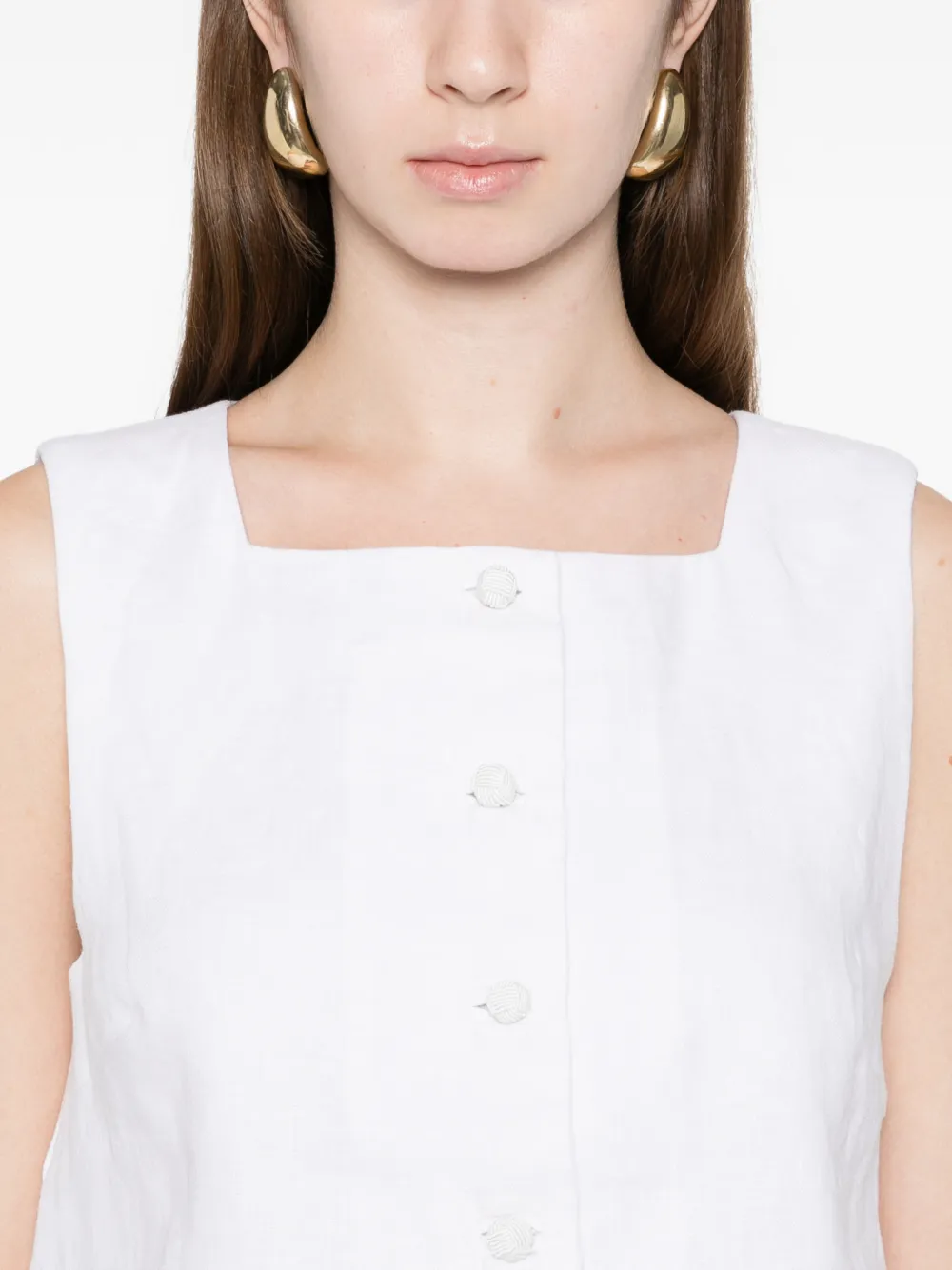 Posse Rio Button Vest Top In White