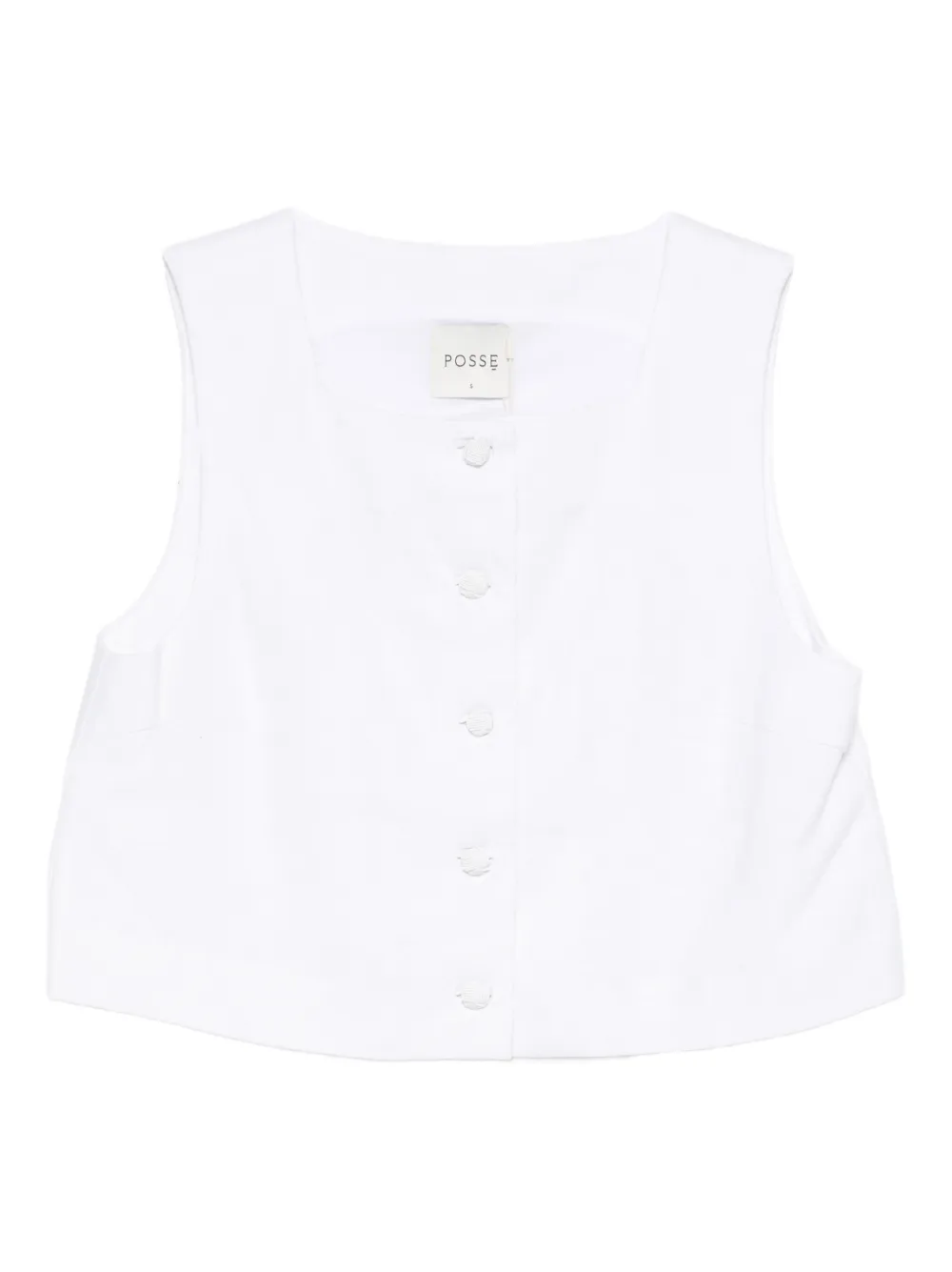 Posse Rio Button Vest Top In White