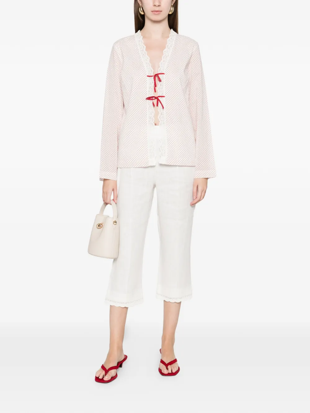 Posse Marlowe lace bows blouse - Wit