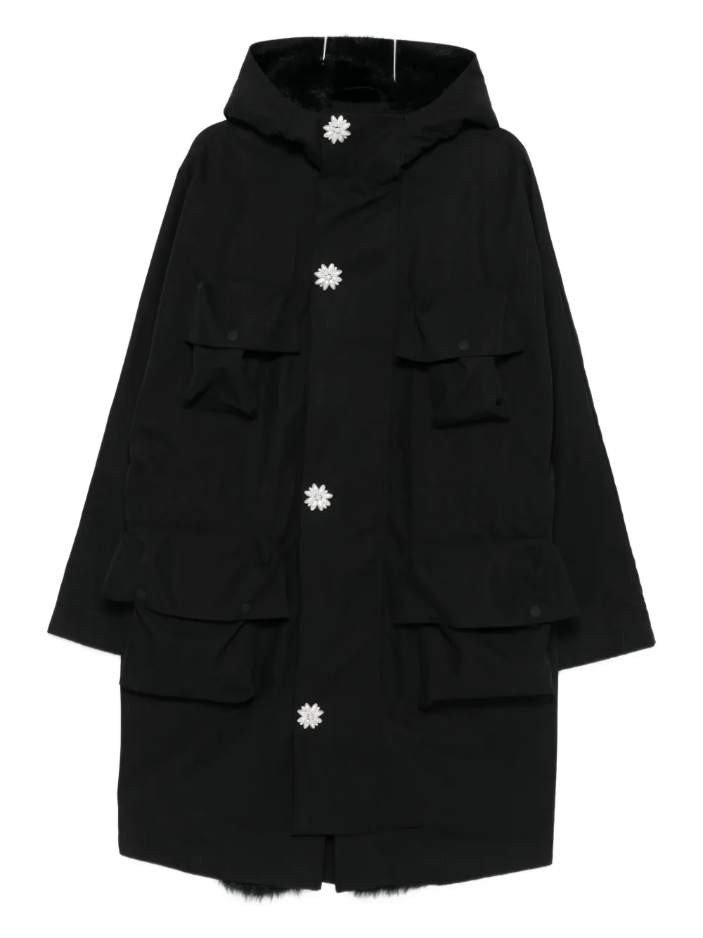 Simone Rocha Hooded Parka Coat In Black