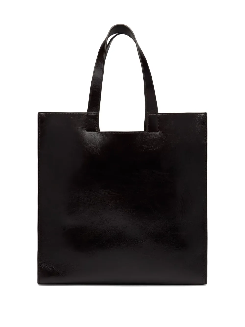 Bally Leren shopper met geometrische vorm - Bruin