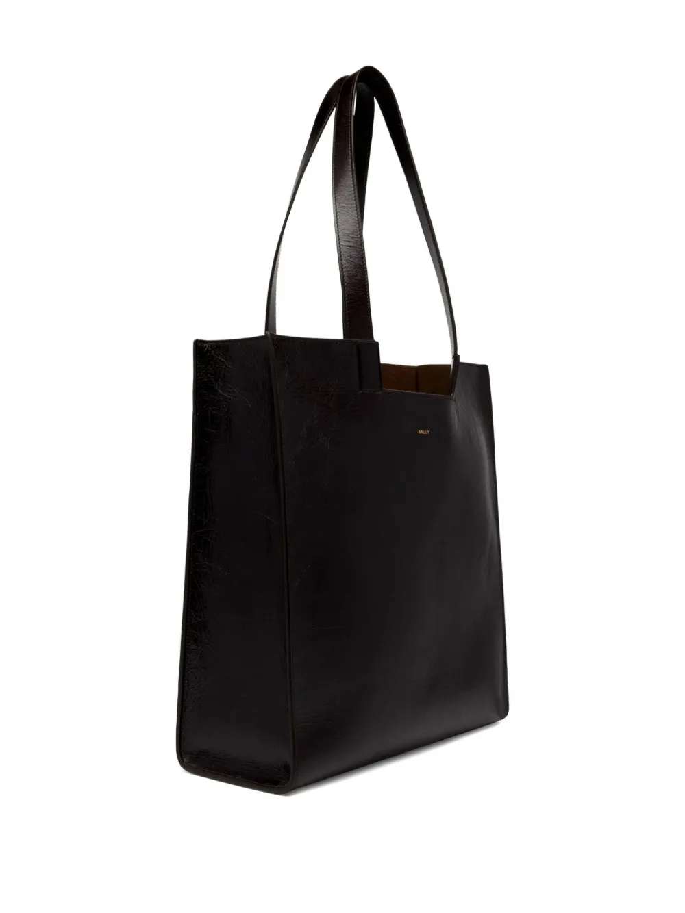 Bally Leren shopper met geometrische vorm Bruin