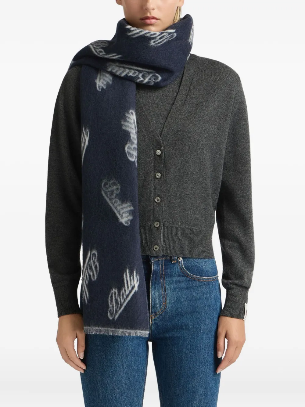 Bally Sjaal met logo-jacquard Blauw