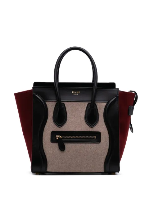 Celine Pre-Owned 2015 Micro Tricolor Felt Wool and Calfskin Luggage tote bag