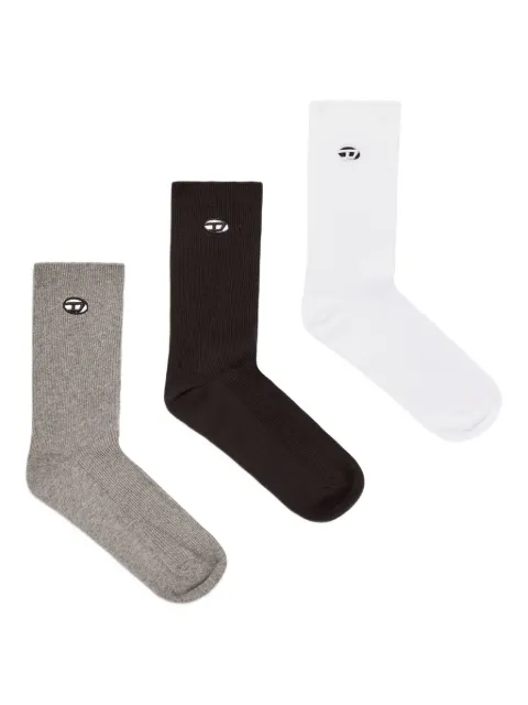 Diesel SKM-D-OVAL embroidered ribbed socks (pack of three)