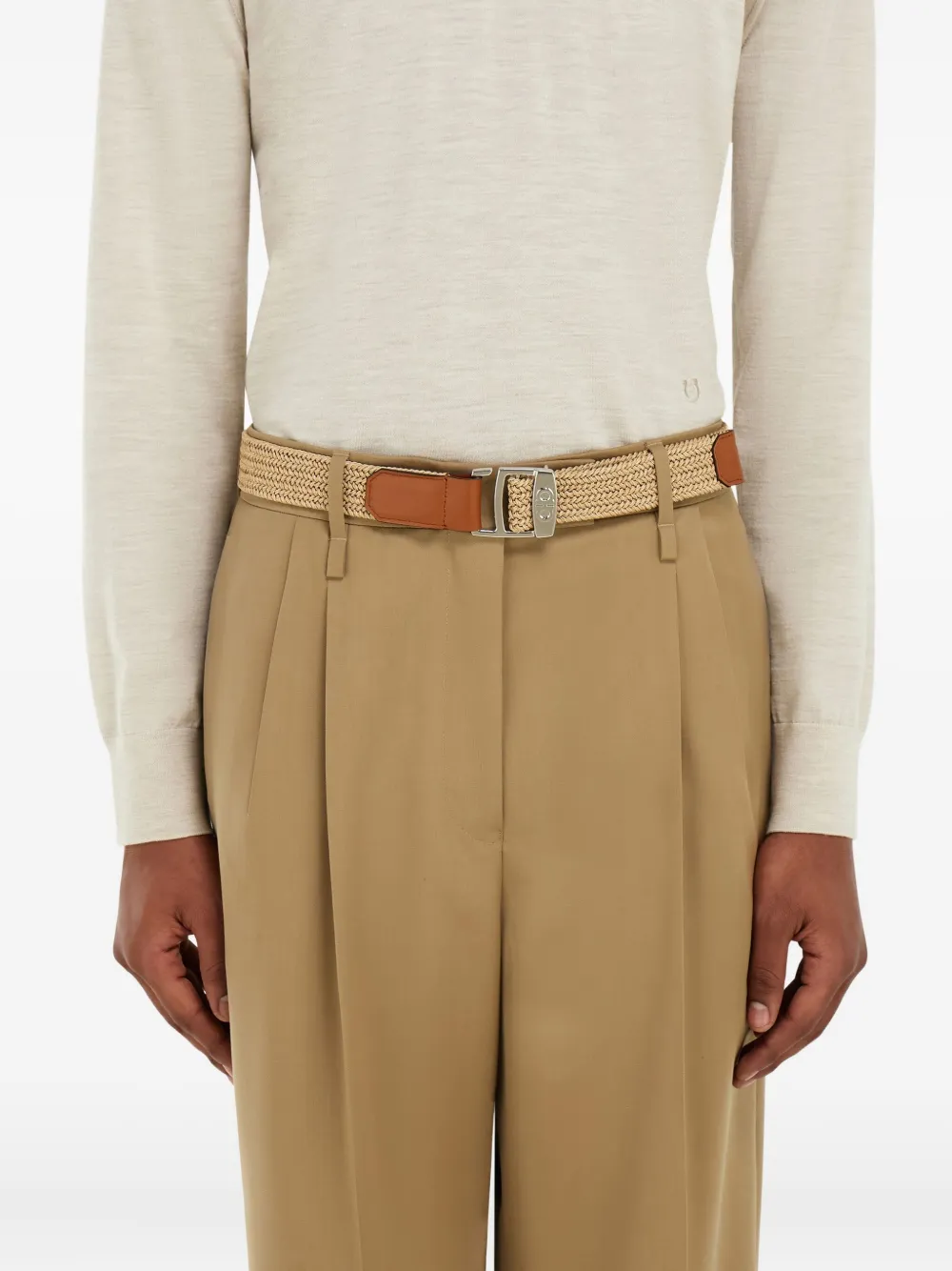 Ferragamo Geweven gancini gespriem Beige