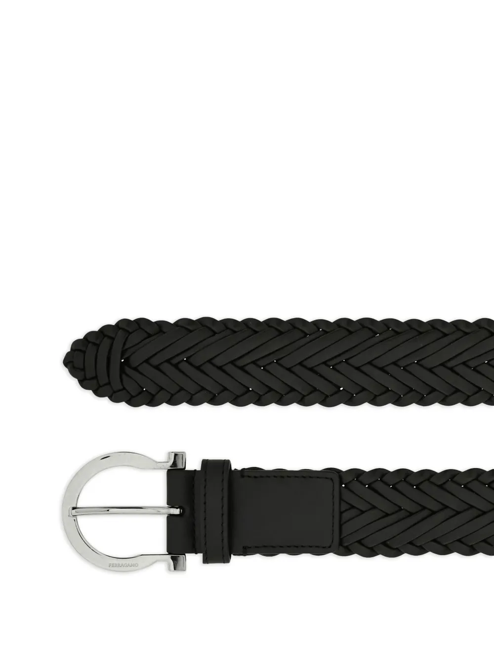 Ferragamo woven Gancini buckle belt - Zwart
