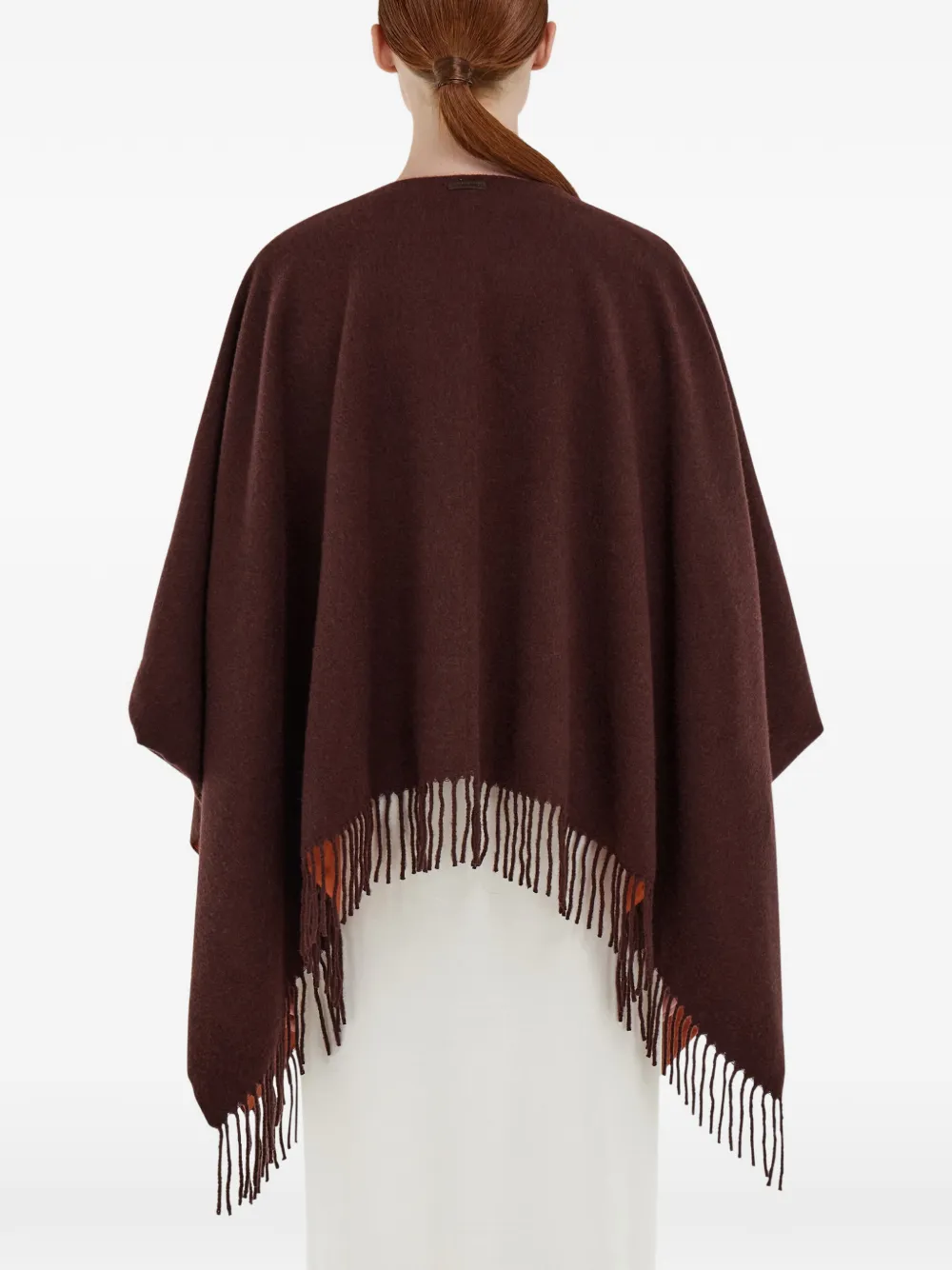 Ferragamo Rooster-print Fringed Reversible Poncho In Multi