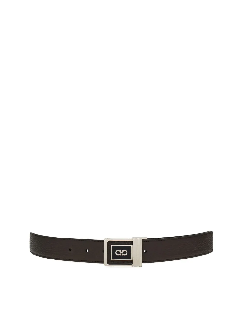 Ferragamo Reversible Leather Belt Square Buckle In Brown