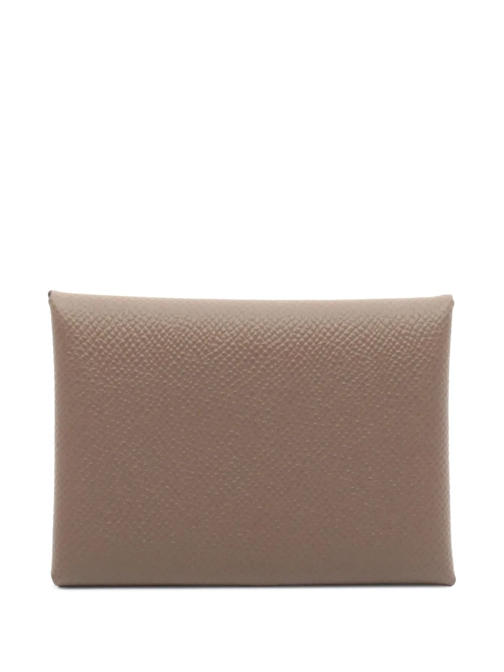 Pre-owned Hermes 2024 Epsom Calvi Duo Compact Card Holder In Brown