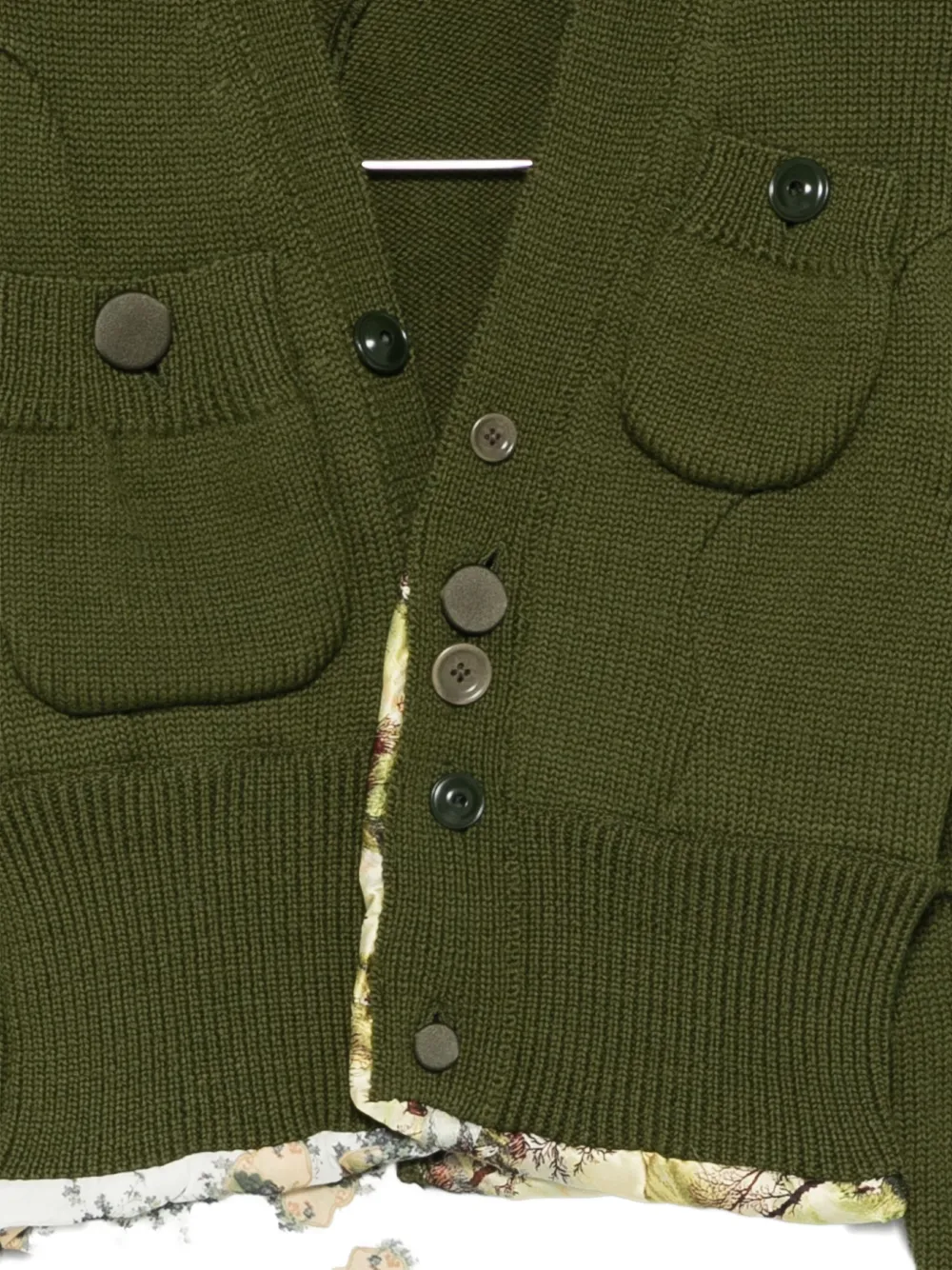 Undercover Printed-trim Cardigan In Green