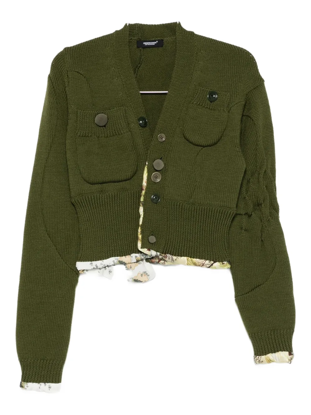 Undercover Printed-trim Cardigan In Green