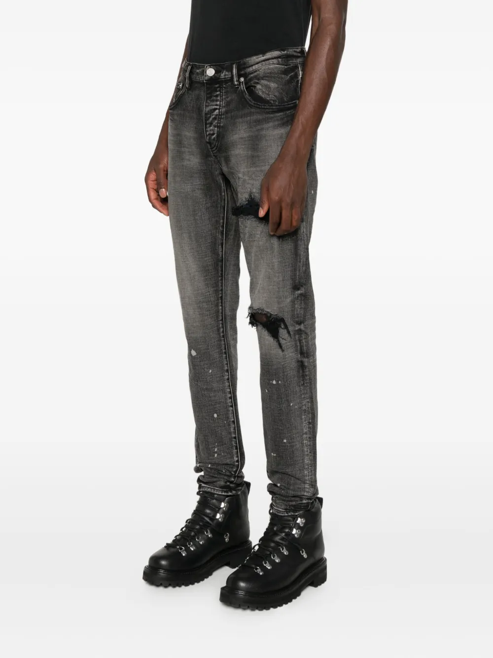 Purple Brand Plaid-patch Jeans In Black