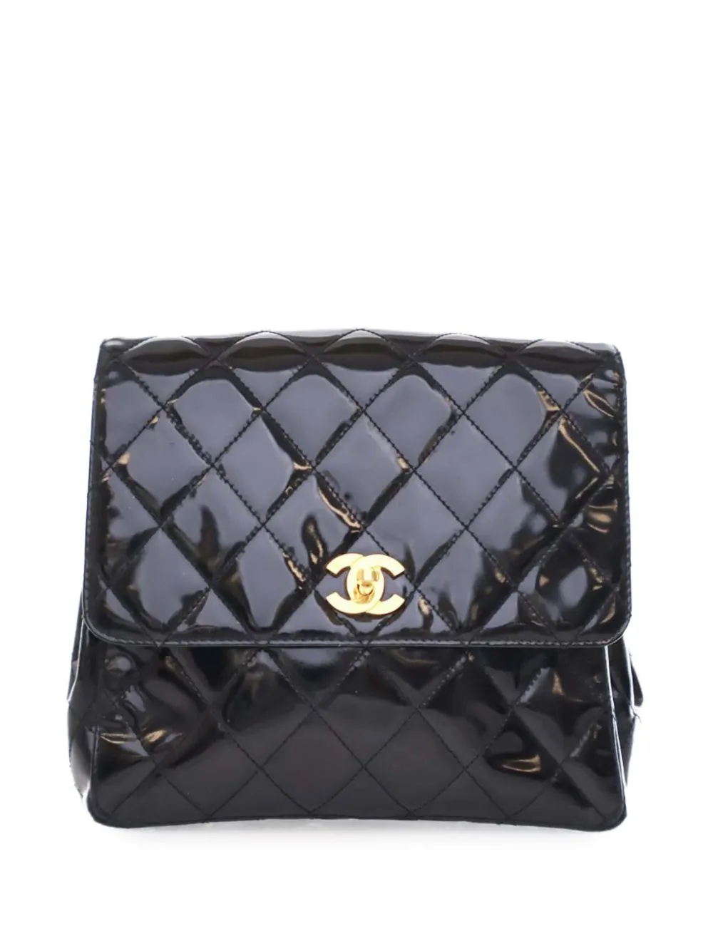 CHANEL Pre-Owned 1996-1997 ココマーク マトラッセ パテント バックパック - ブラック