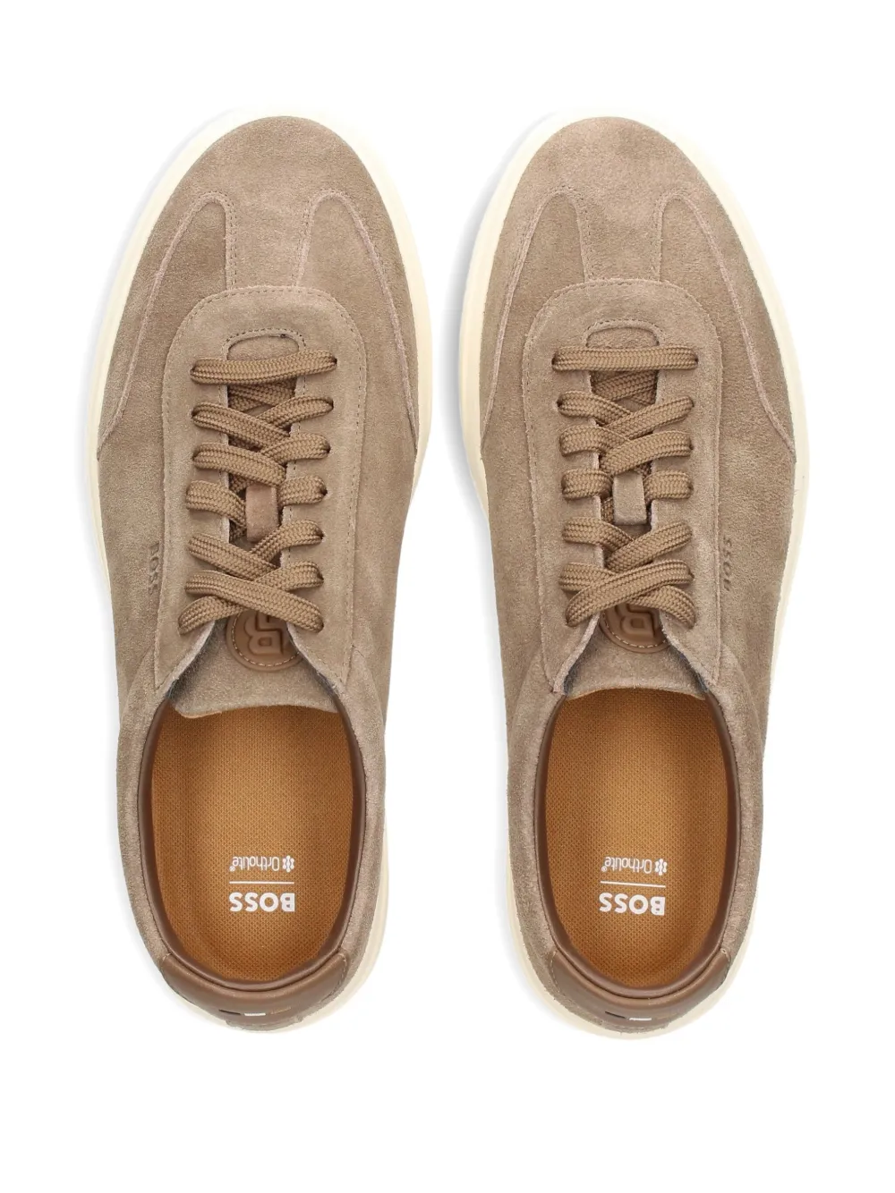 Hugo Boss Suede Panelled Sneakers In Brown