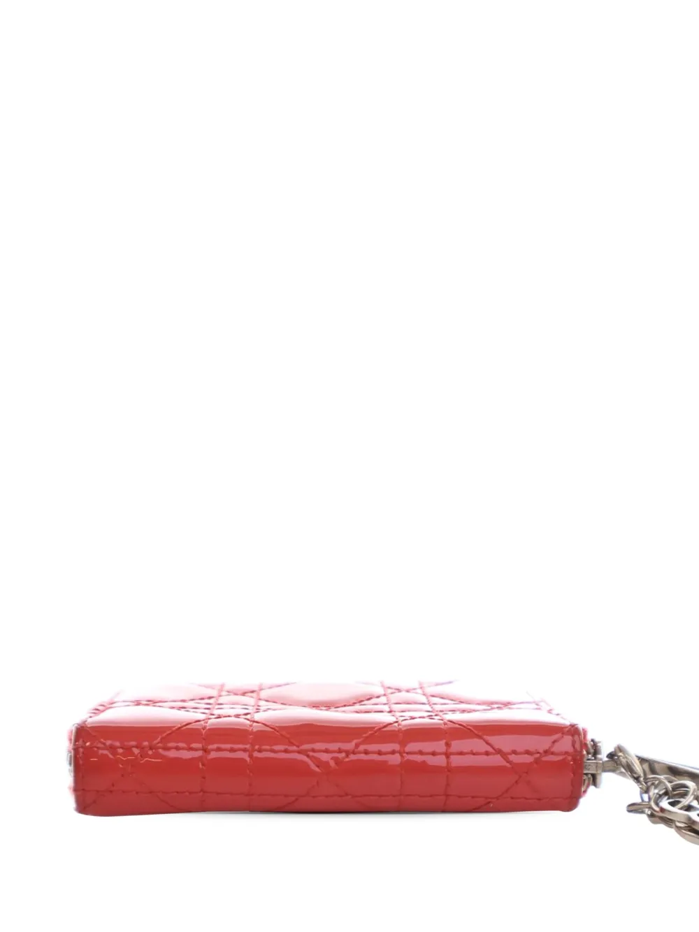 Pre-owned Dior 2014 Patent Cannage Lady  Voyageur Coin Purse Small Wallets In Red
