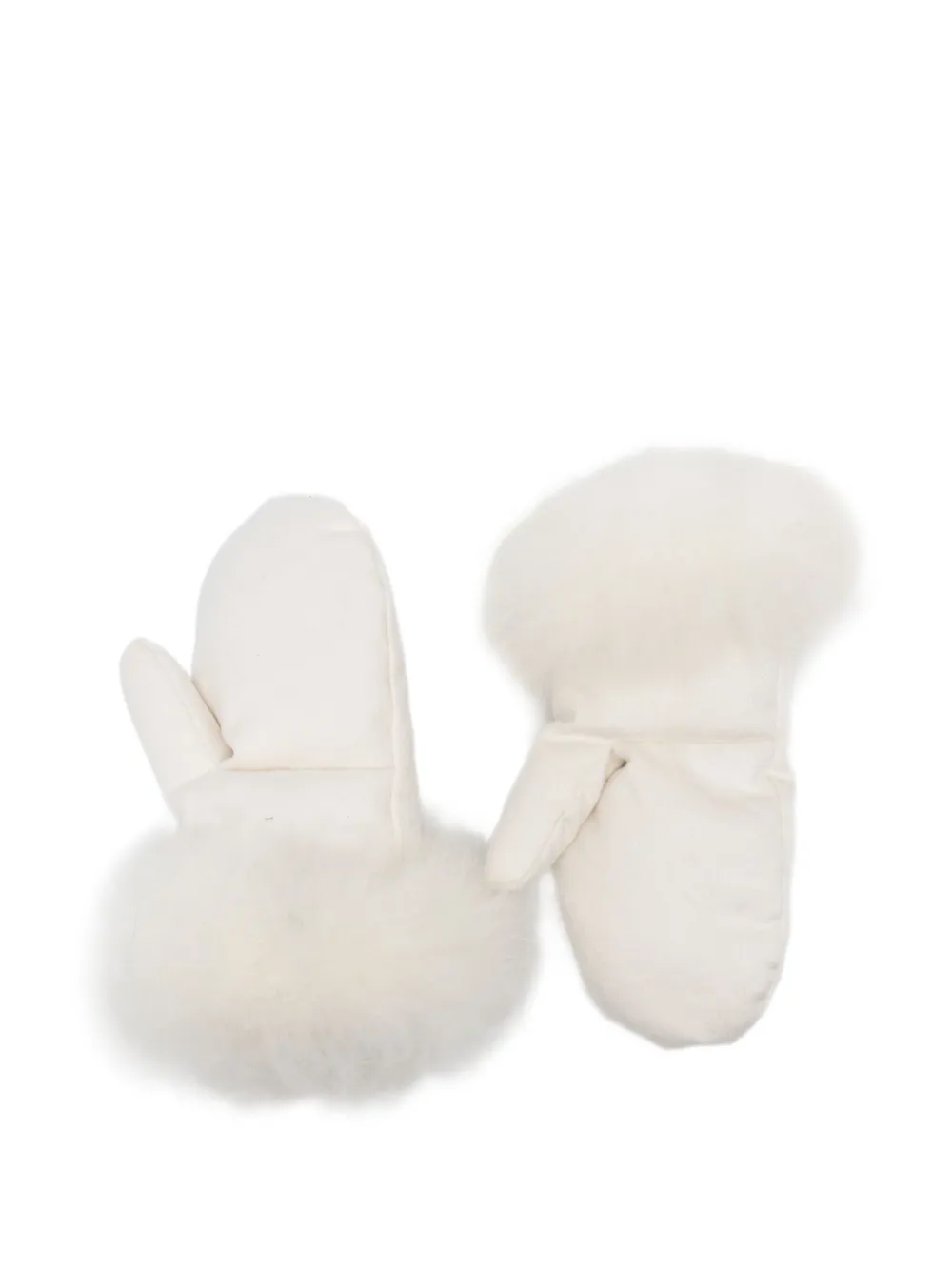 Liska Fur Trim Gloves In White
