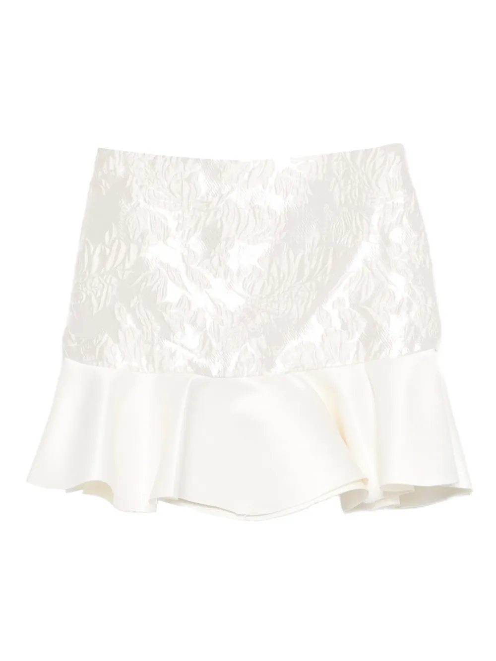GANNI cloqué ruffled mini skirt - Bianco