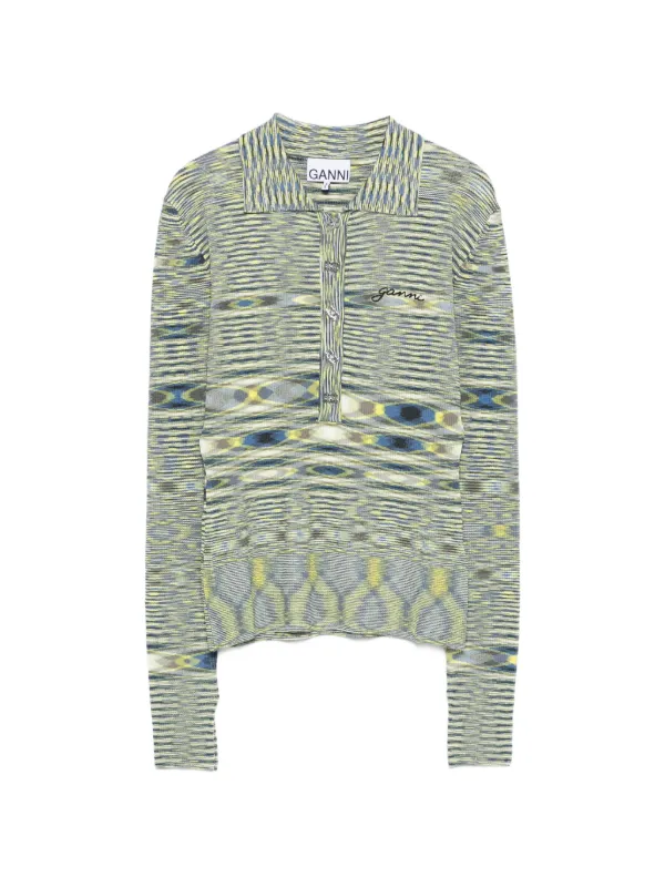 GANNI ロングスリーブ ポロシャツ | イエロー | FARFETCH JP