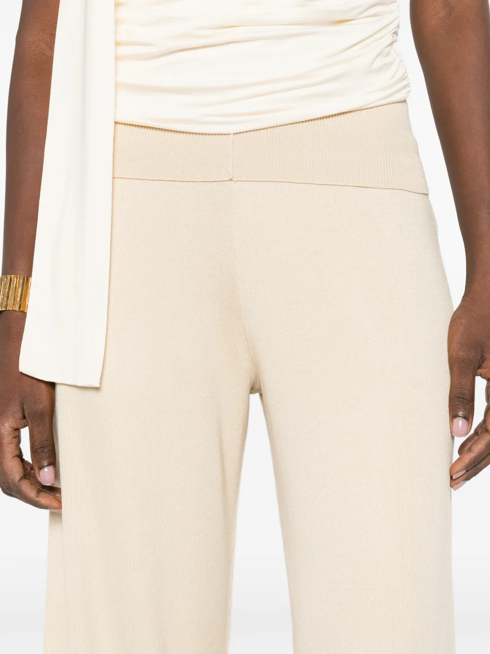 Aya Muse Broek met wijde pijpen Beige
