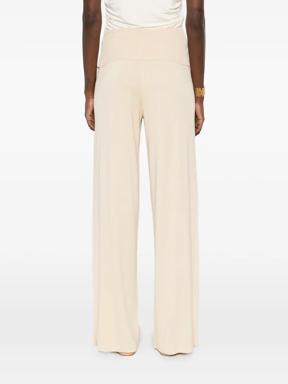 Aya Muse Broek met wijde pijpen Beige