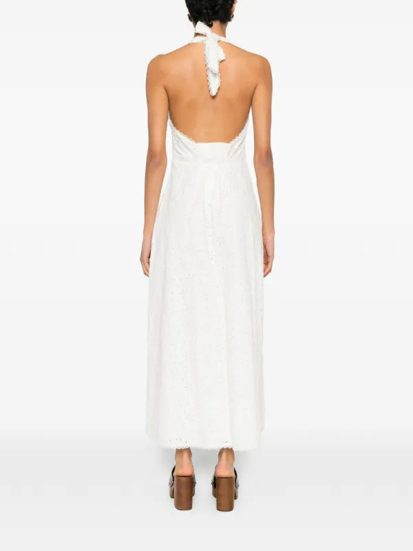 Posse Salma Halterneck Midi Dress - White