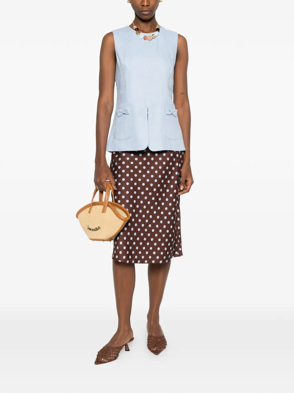 Posse Midi-rok met stippen - Bruin