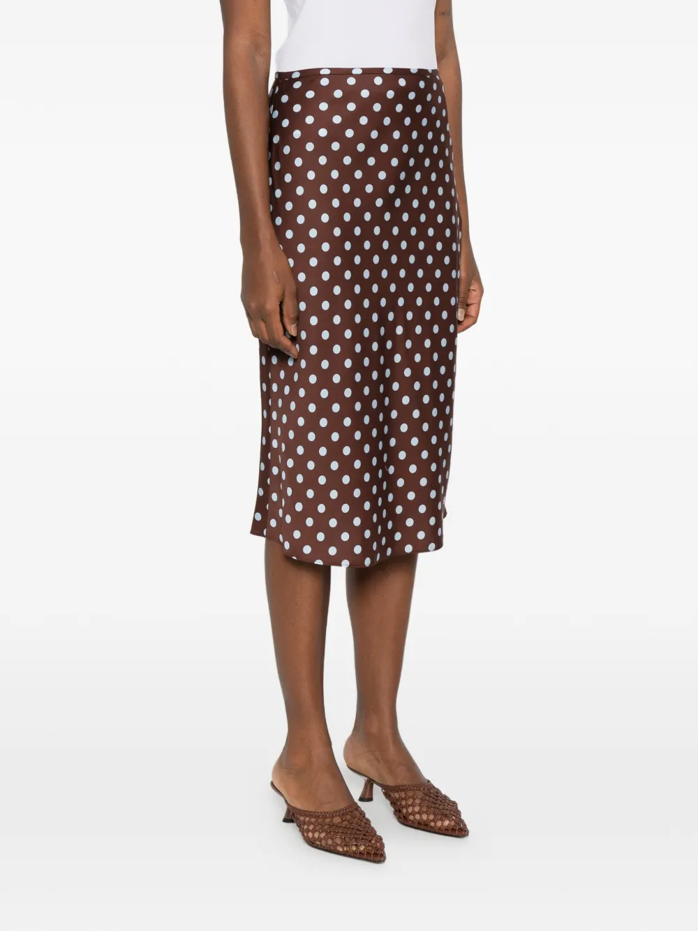  Posse Polka-dot Midi Skirt - Brown 