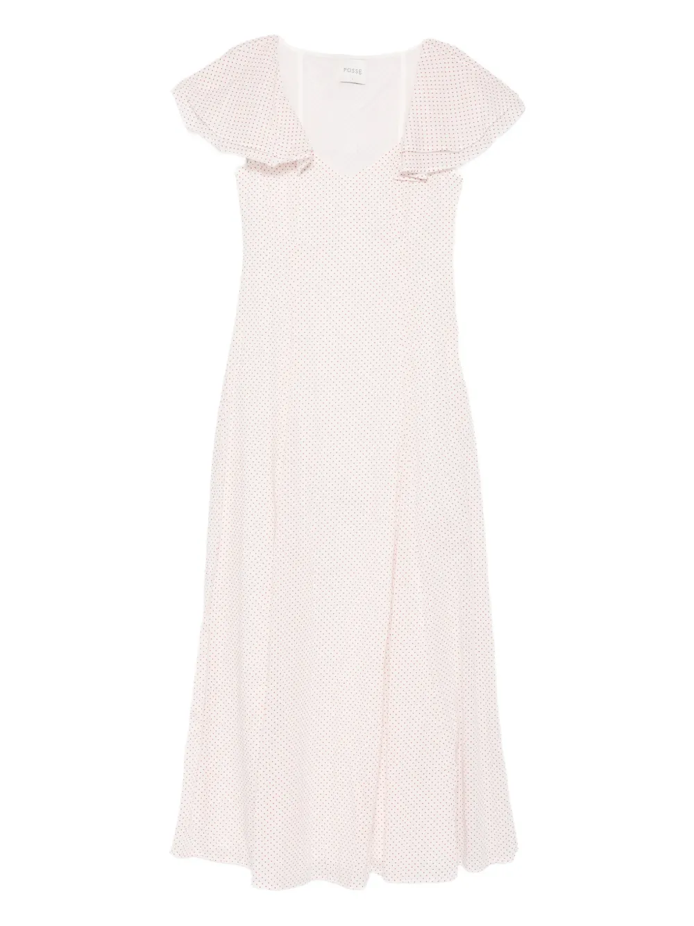 Posse Marlowe flutter scoop-neck midi dress | White | Image 1