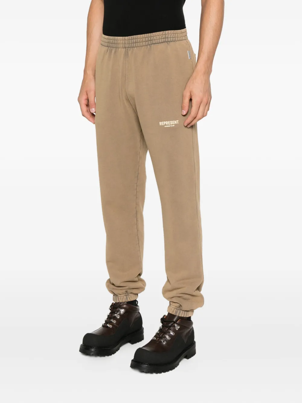 Represent Owners Club Logo-print Cotton Sweatpants In Brown