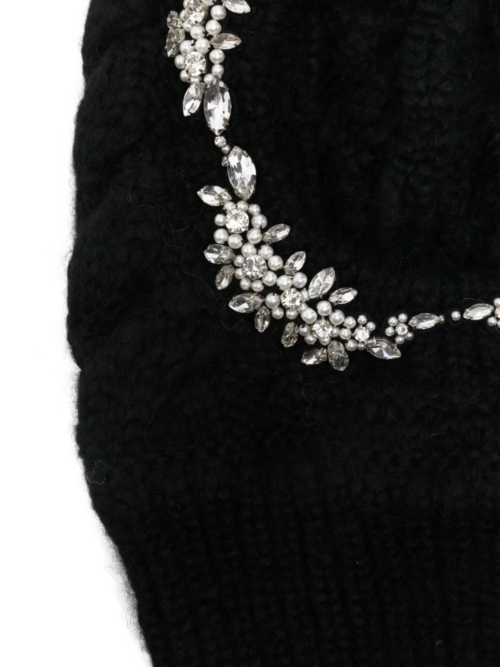 Simone Rocha Knitted Crystal-embellished Balaclava Hat In Black