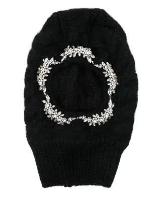 Simone Rocha バラクラバ Simone Rocha Knitted crystal-embellished Balaclava Hat | Black