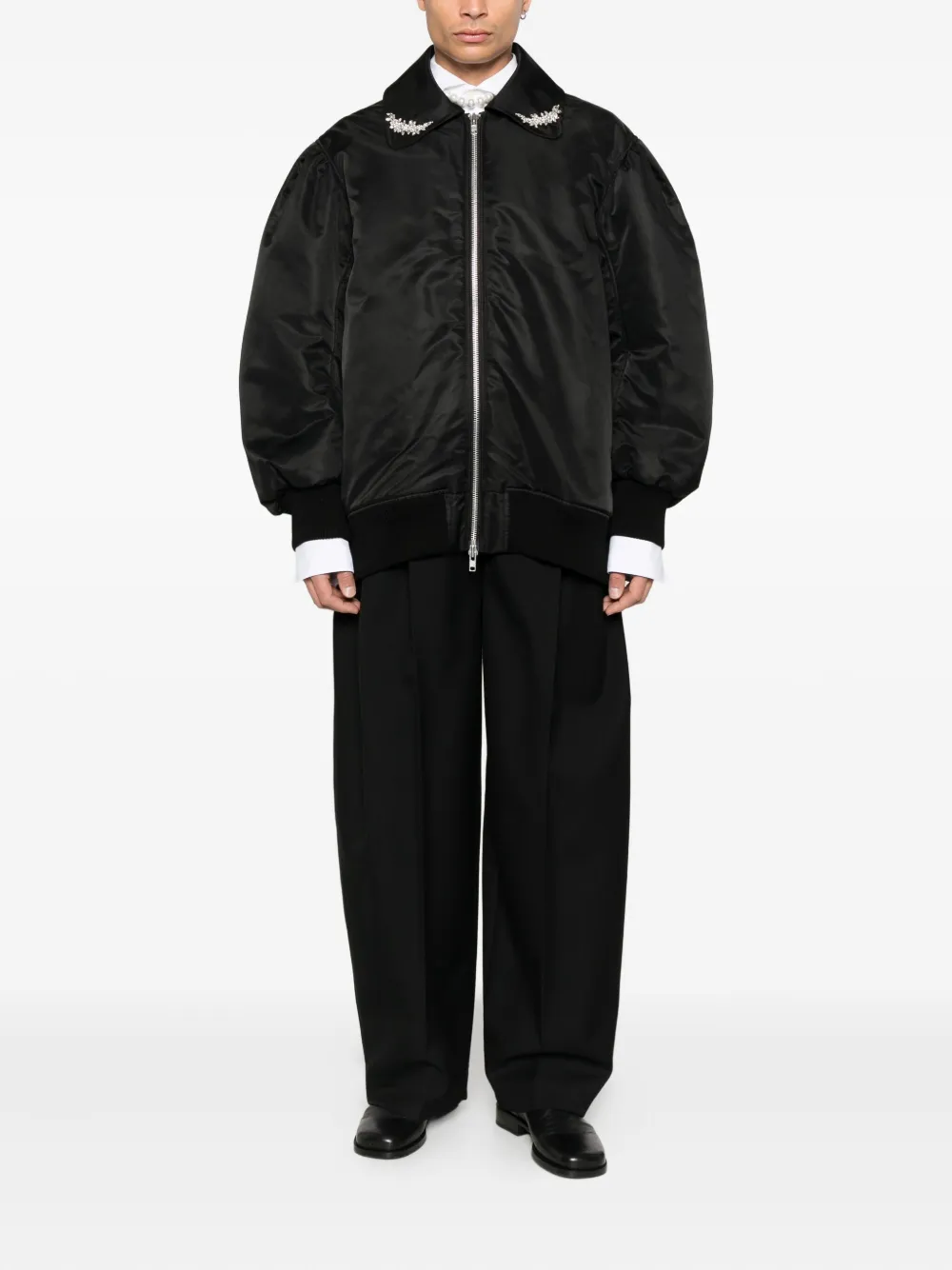 Simone Rocha Embellished Bomber Jacket In Black
