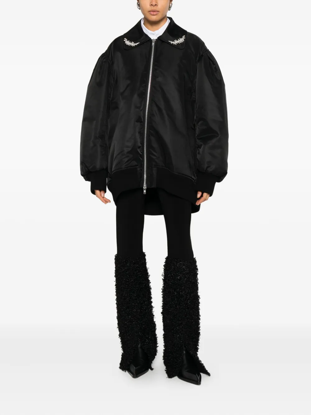 Simone Rocha Embellished Bomber Jacket In Black