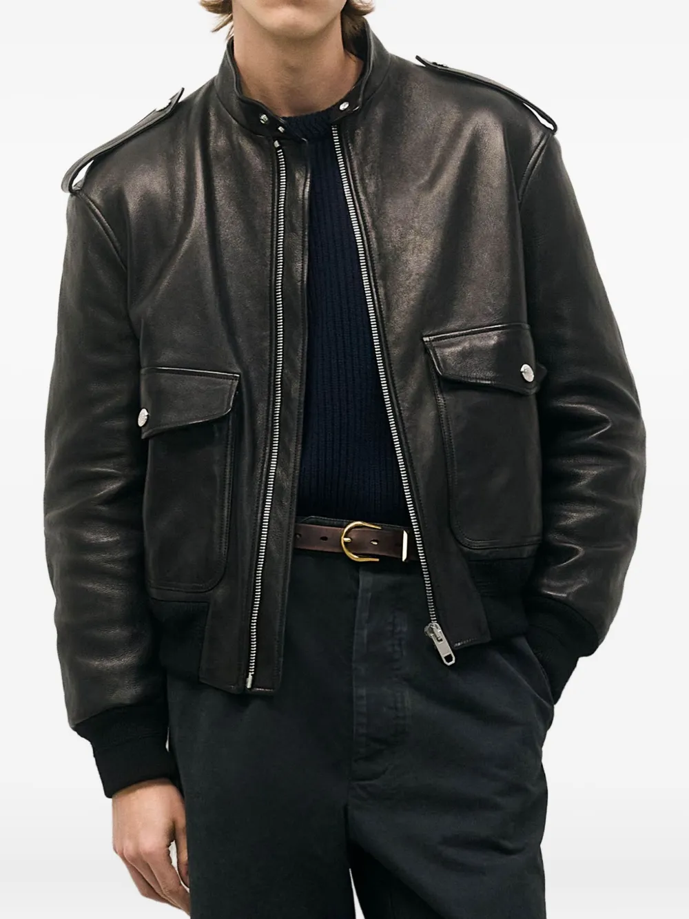 Bally veste en cuir à épaulettes | Vestes en cuir | Image 2